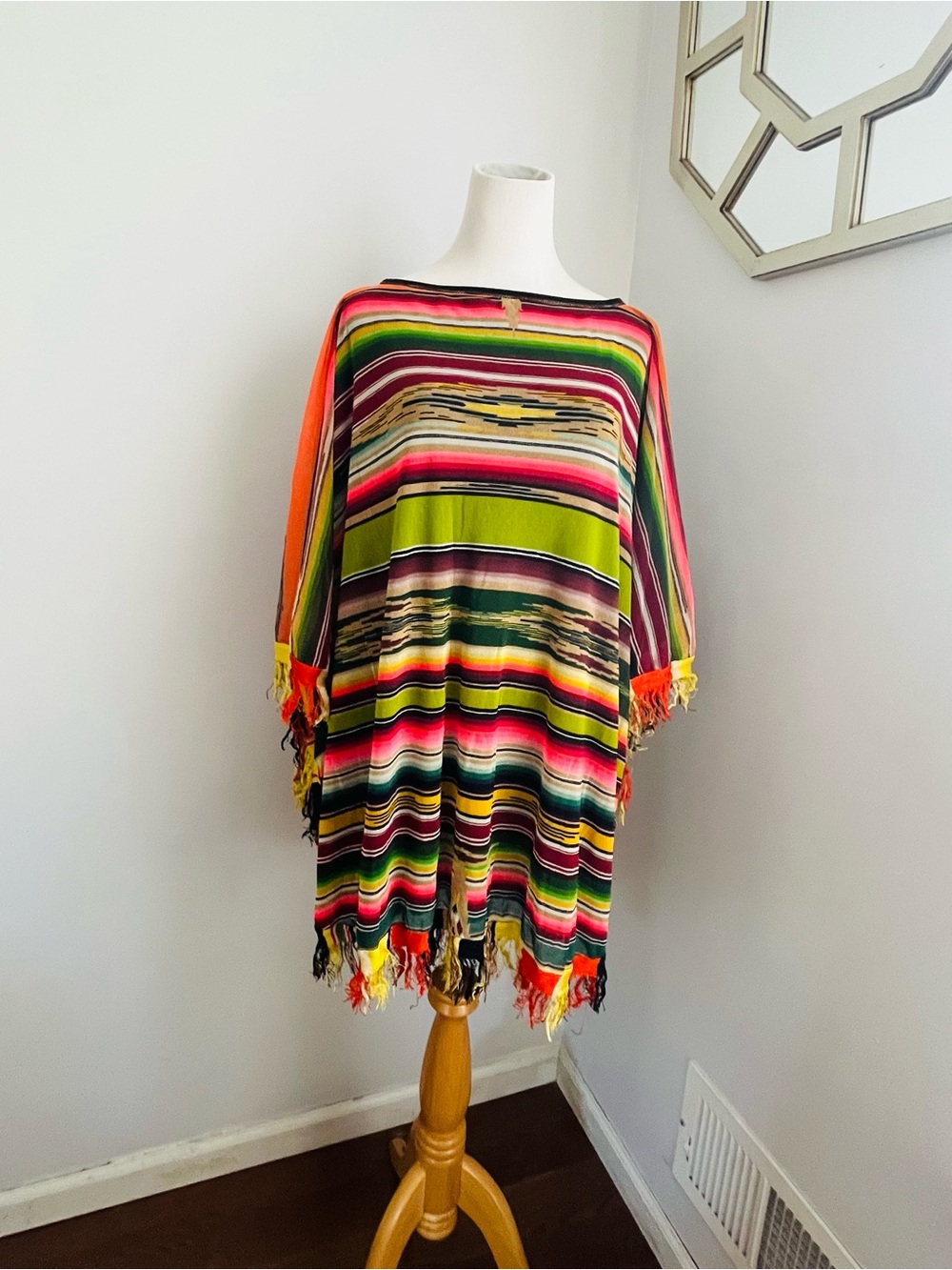 Jean Paul Gaultier Soleil Colorful Mesh Poncho, Size L